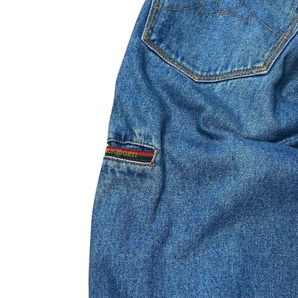Rare Vintage 90s Paolo Gucci Tupac Biggie Wide Leg Jeans 34 - Picture 8 of 10